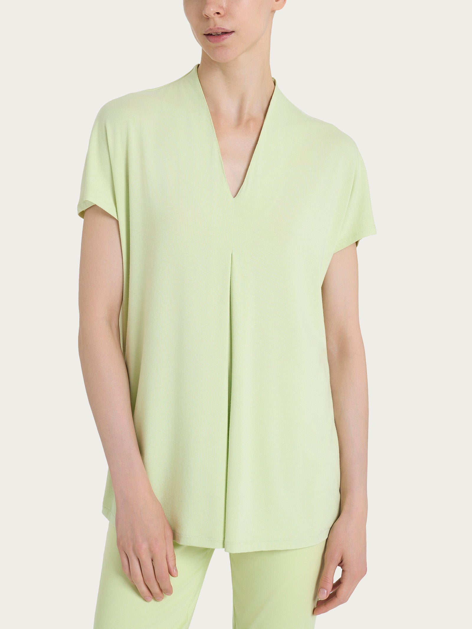Maglietta con piega frontale in jersey di viscosa Crêpe Verdi Donna - Ragno