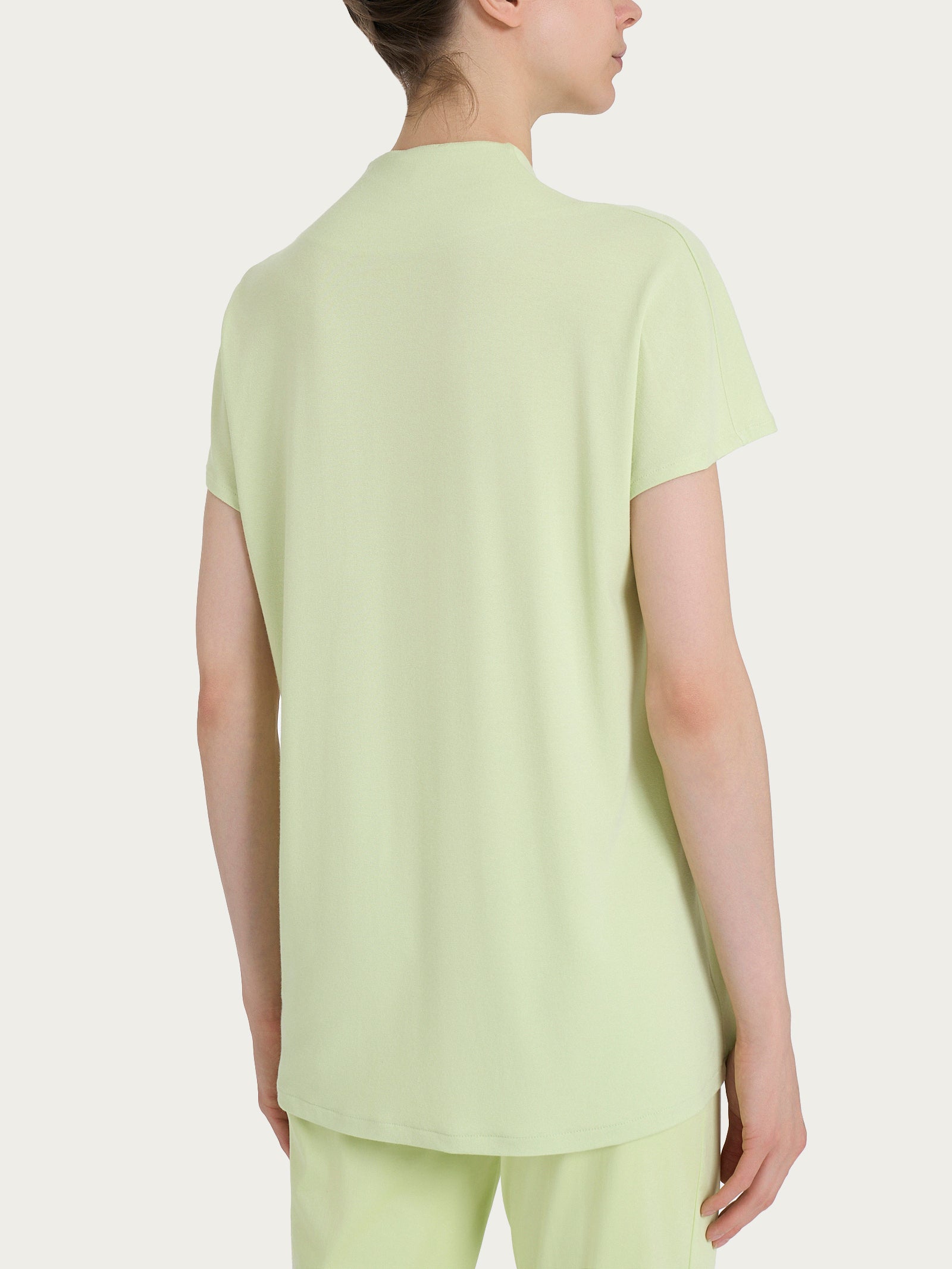 Maglietta con piega frontale in jersey di viscosa Crêpe Verdi Donna - Ragno