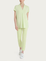 Maglietta con piega frontale in jersey di viscosa Crêpe Verdi Donna - Ragno