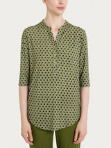 Maglietta hexagon con manica 3/4 in jersey di viscosa Crêpe Verdi Donna - Ragno