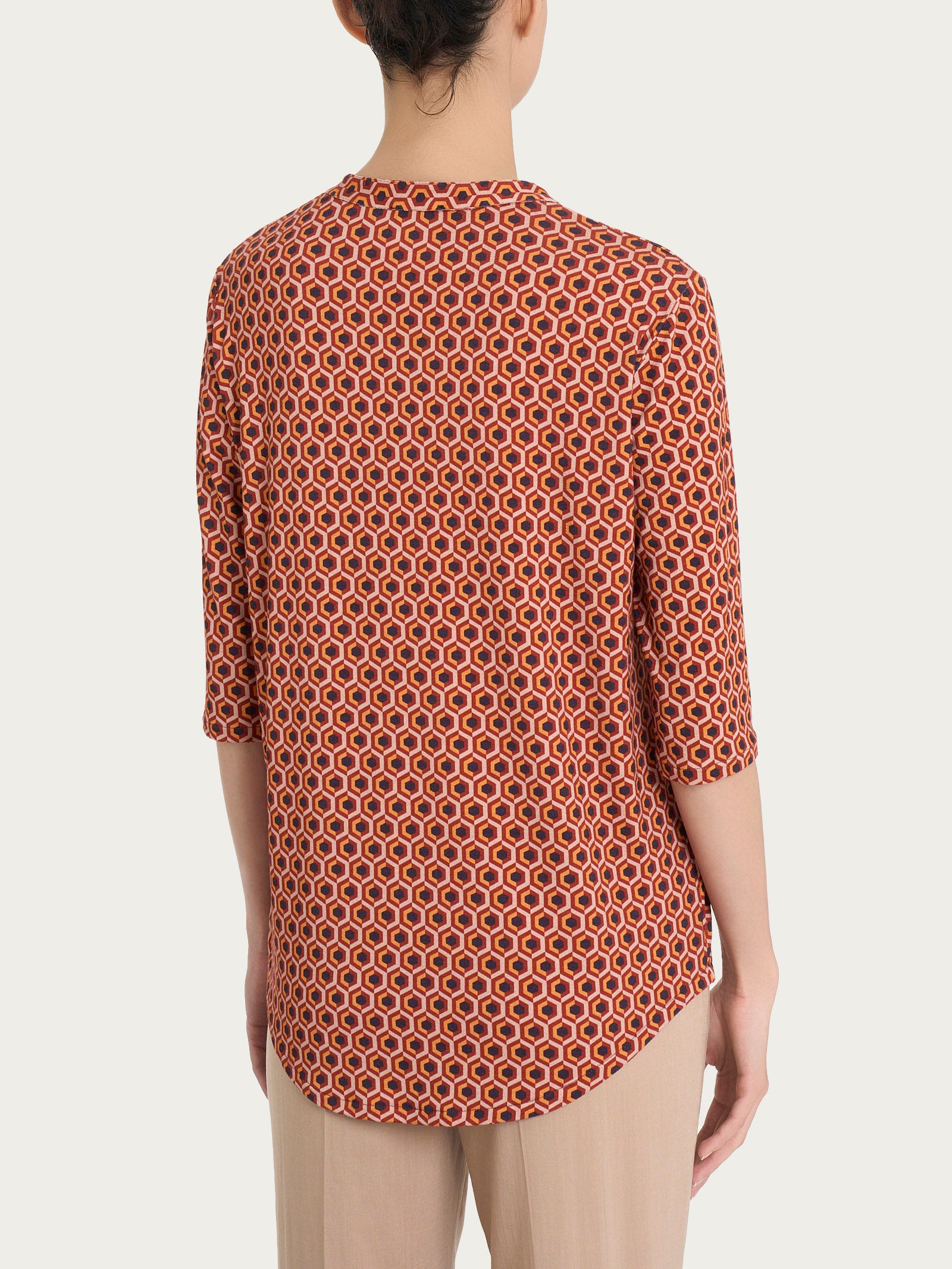 Maglietta hexagon con manica 3/4 in jersey di viscosa Crêpe Rossi Donna - Ragno