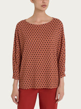 Maglietta hexagon con manica ampia in jersey di viscosa Crêpe Rossi Donna - Ragno