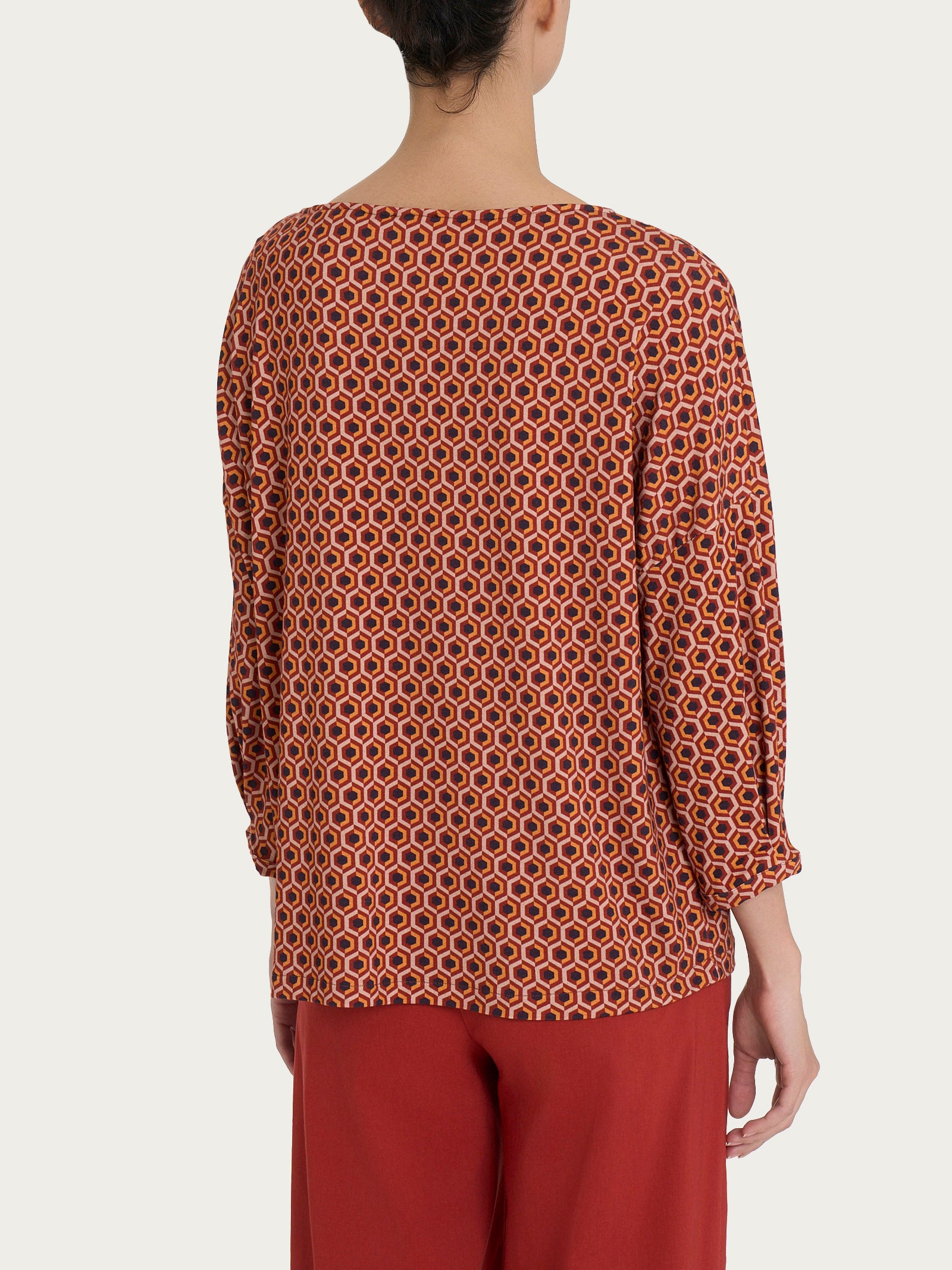 Maglietta hexagon con manica ampia in jersey di viscosa Crêpe Rossi Donna - Ragno