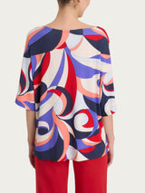 Maglietta con scollo a barchetta e waves pattern in Viscosa Summer Blu Donna - Ragno