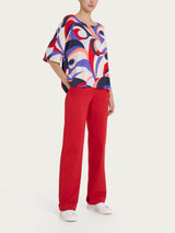 Maglietta con scollo a barchetta e waves pattern in Viscosa Summer Blu Donna - Ragno