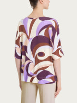 Maglietta con scollo a barchetta e waves pattern in Viscosa Summer Viola Donna - Ragno