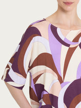 Maglietta con scollo a barchetta e waves pattern in Viscosa Summer Viola Donna - Ragno