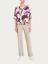 Maglietta con scollo a barchetta e waves pattern in Viscosa Summer Viola Donna - Ragno