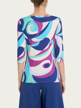 Maglietta girocollo con waves pattern in Viscosa Summer Verdi Donna - Ragno