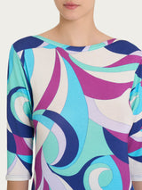 Maglietta girocollo con waves pattern in Viscosa Summer Verdi Donna - Ragno