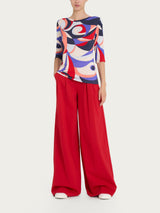 Maglietta girocollo con waves pattern in Viscosa Summer Blu Donna - Ragno