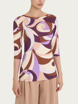 Maglietta girocollo con waves pattern in Viscosa Summer Viola Donna - Ragno