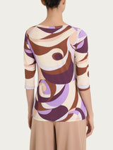 Maglietta girocollo con waves pattern in Viscosa Summer Viola Donna - Ragno