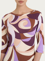Maglietta girocollo con waves pattern in Viscosa Summer Viola Donna - Ragno