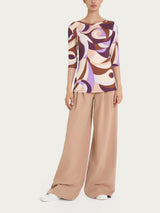 Maglietta girocollo con waves pattern in Viscosa Summer Viola Donna - Ragno