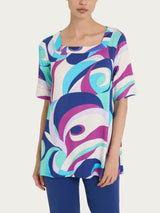 Maglietta con scollo squadrato e waves pattern in Viscosa Summer Verdi Donna - Ragno