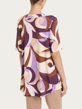 Maglietta con scollo squadrato e waves pattern in Viscosa Summer Viola Donna - Ragno