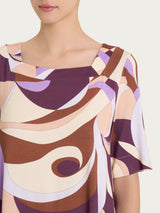 Maglietta con scollo squadrato e waves pattern in Viscosa Summer Viola Donna - Ragno
