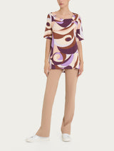 Maglietta con scollo squadrato e waves pattern in Viscosa Summer Viola Donna - Ragno