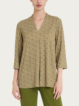 Maglietta con cubi e scollo a V in Viscosa Summer Donna - Ragno