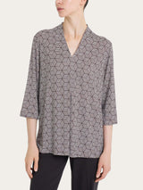 Maglietta con cubi e scollo a V in Viscosa Summer Grigi Donna - Ragno