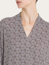 Maglietta con cubi e scollo a V in Viscosa Summer Grigi Donna - Ragno