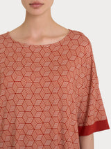 Maglietta con cubi e ampio girocollo in Viscosa Summer Rossi Donna - Ragno