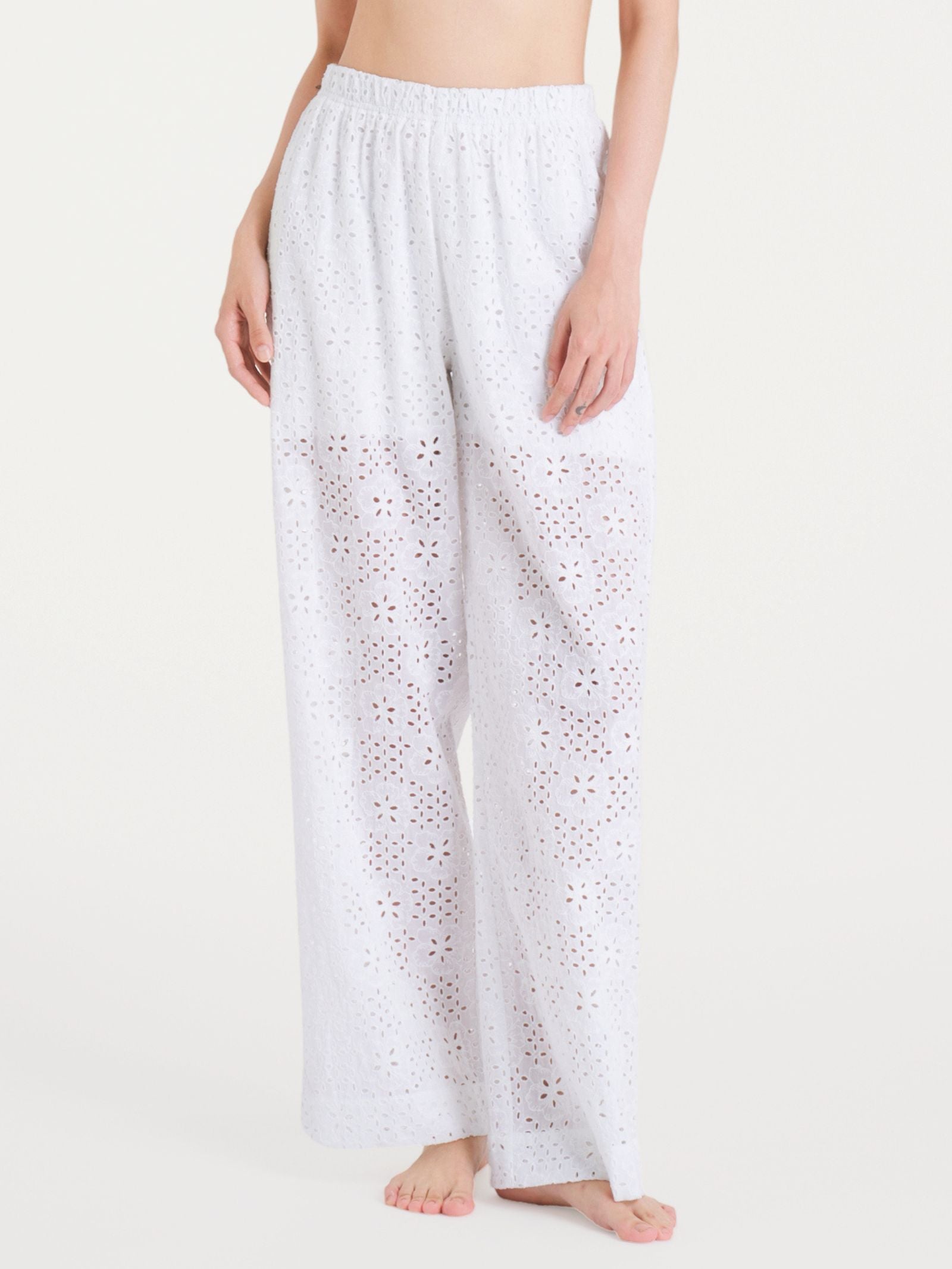 Pantalone ampio in Sangallo Bianco