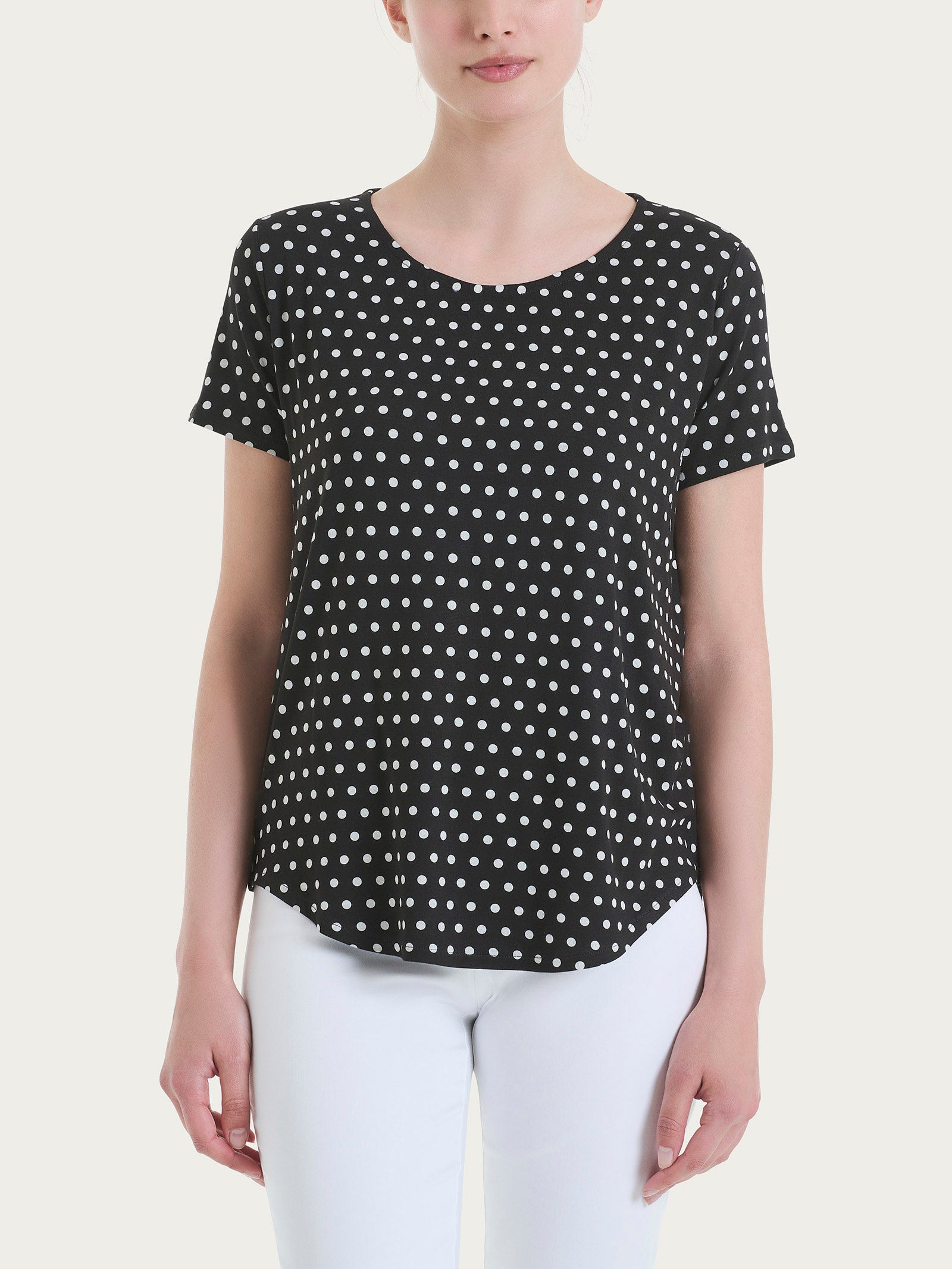 Maglietta con manica corta e dots in Viscosa Summer Neri Donna - Ragno