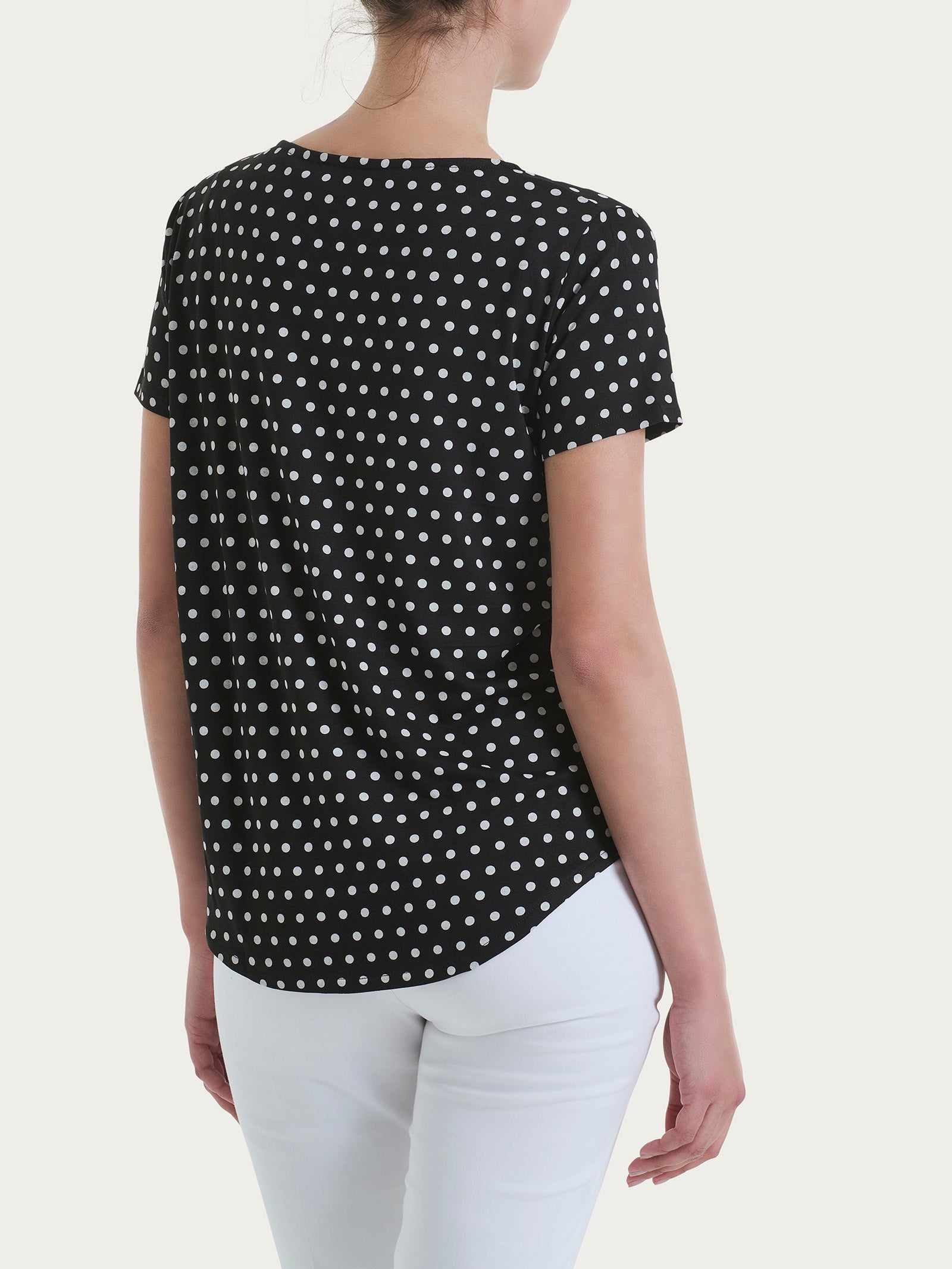 Maglietta con manica corta e dots in Viscosa Summer Neri Donna - Ragno