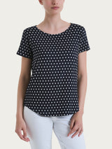 Maglietta con manica corta e dots in Viscosa Summer Blu Donna - Ragno
