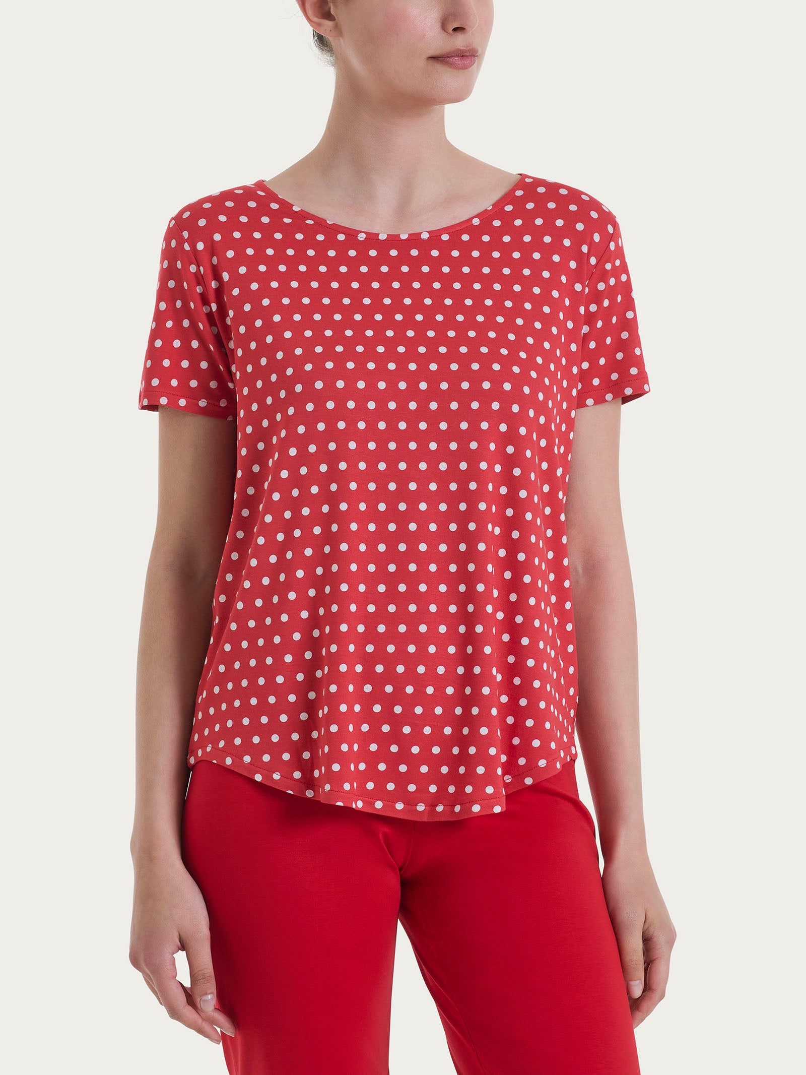 Maglietta con manica corta e dots in Viscosa Summer Rossi Donna - Ragno
