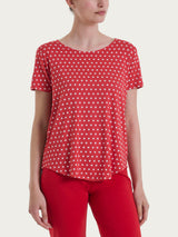 Maglietta con manica corta e dots in Viscosa Summer Rossi Donna - Ragno
