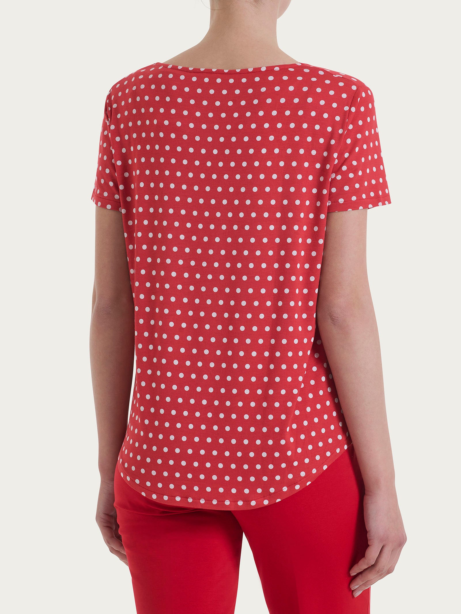 Maglietta con manica corta e dots in Viscosa Summer Rossi Donna - Ragno