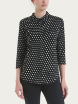 Camicia con dots e manica 3/4 in Viscosa Summer Neri Donna - Ragno
