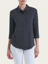 Camicia con dots e manica 3/4 in Viscosa Summer Blu Donna - Ragno