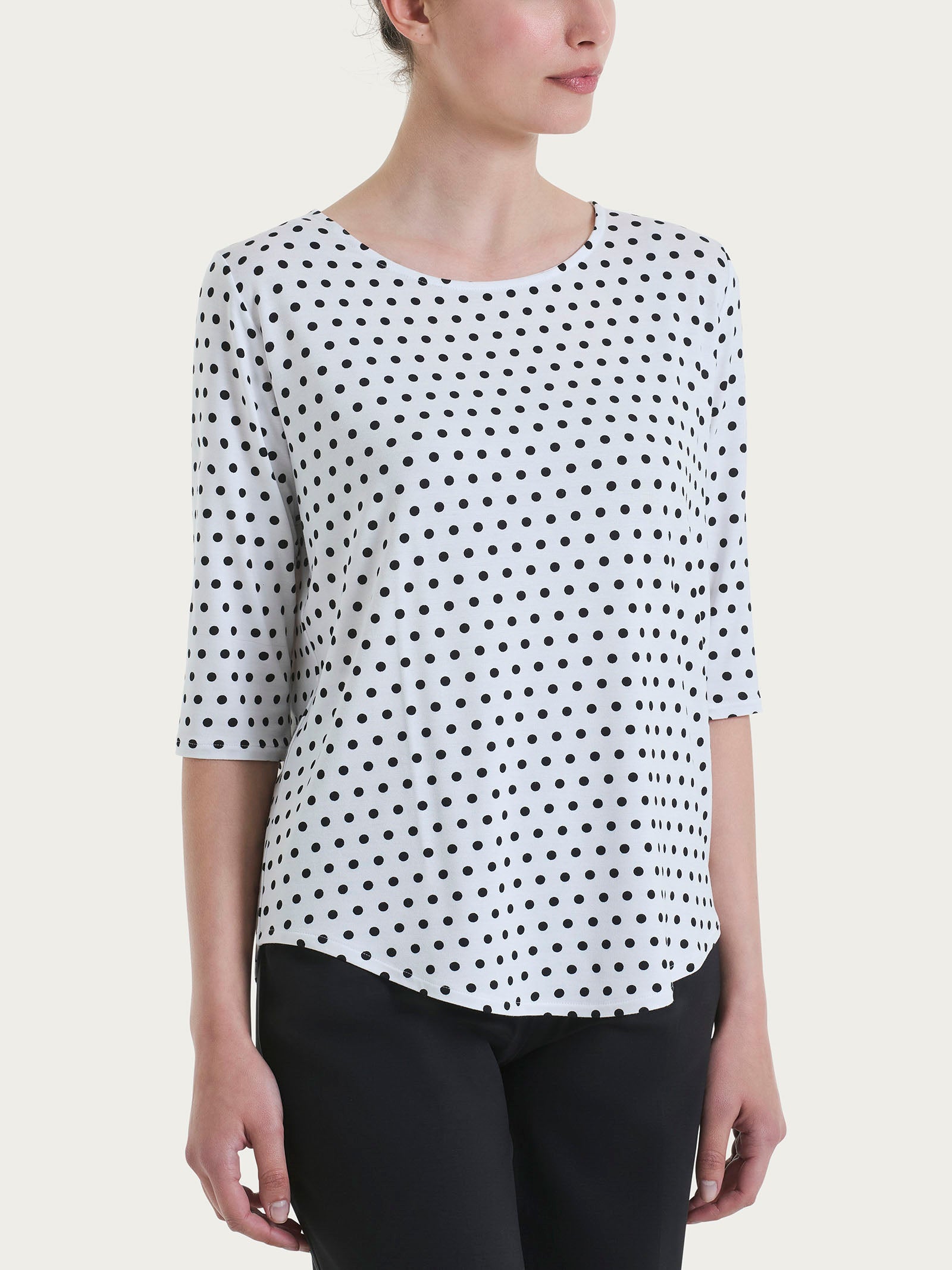 Maglietta girocollo con dots in Viscosa Summer Bianchi Donna - Ragno