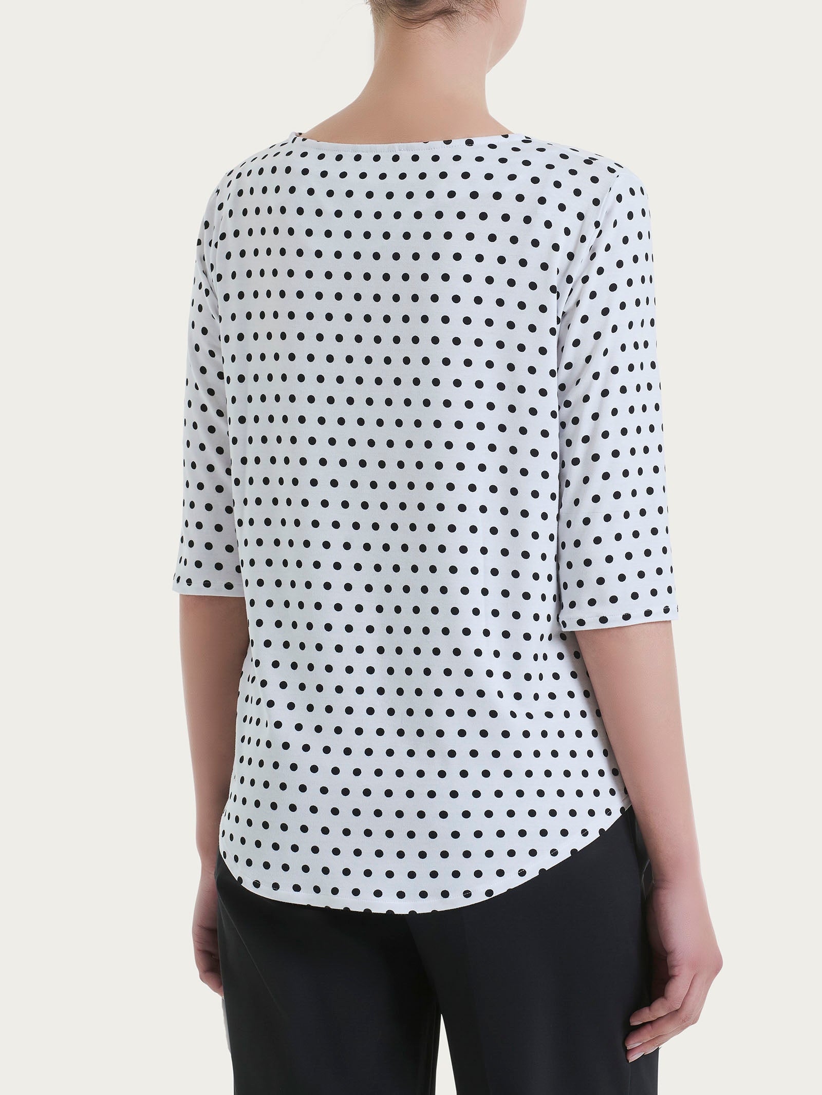 Maglietta girocollo con dots in Viscosa Summer Bianchi Donna - Ragno
