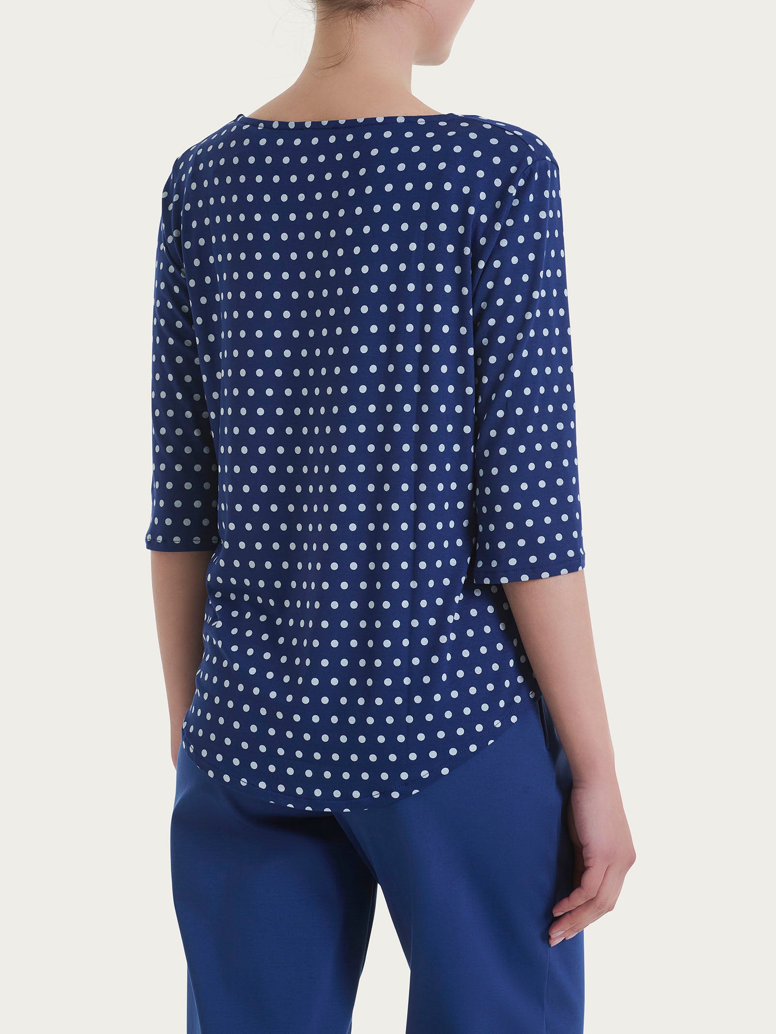 Maglietta girocollo con dots in Viscosa Summer Blu Donna - Ragno