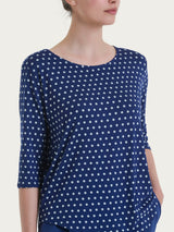 Maglietta girocollo con dots in Viscosa Summer Blu Donna - Ragno
