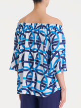 Maglietta arricciata con fantasia in EcoSeta Bianchi Donna - Ragno