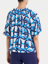 Maglietta arricciata con fantasia in EcoSeta Bianchi Donna - Ragno