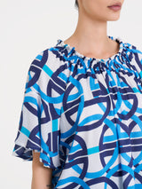 Maglietta arricciata con fantasia in EcoSeta Bianchi Donna - Ragno