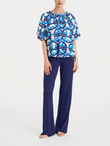 Maglietta arricciata con fantasia in EcoSeta Bianchi Donna - Ragno