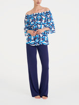 Maglietta arricciata con fantasia in EcoSeta Bianchi Donna - Ragno