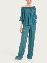 Maglietta arricciata con fantasia in EcoSeta Blu Donna - Ragno