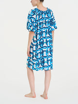 Abito con scollo arricciato in EcoSeta Bianchi Donna - Ragno