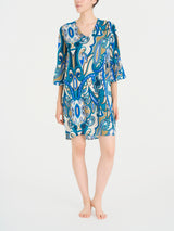 Caftano con manica 3/4 in Ecoseta Blu Donna - Ragno