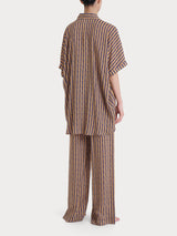 Chemisier con manica kimono e fantasia in EcoSeta Marroni Donna - Ragno