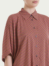 Chemisier con manica kimono e fantasia in EcoSeta Marroni Donna - Ragno
